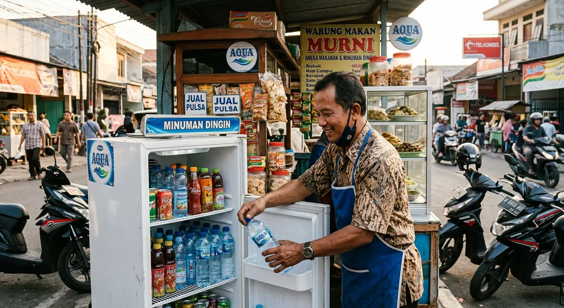Pelaku usaha menyediakan air minum untuk pelanggan